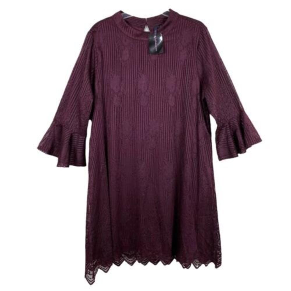 Big Strike USA by HS Women's Cherry lace Ruffle Hem Dress Size 1X NWT